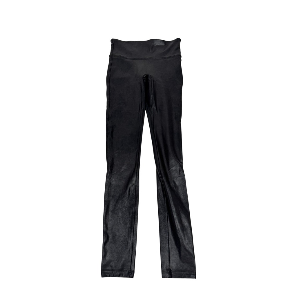 Spanx Faux Leather Leggings Black High Waist Slimming Pants S/P Small 26 Inseam